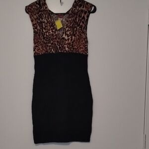 Indigo Brown and Black Bodycon Mini Dress